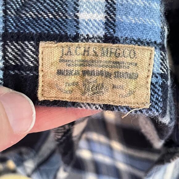 Jachs Men's Blue Plaid Flannel Long Sleeve Button Down Shirt Size L - Picture 6 of 9